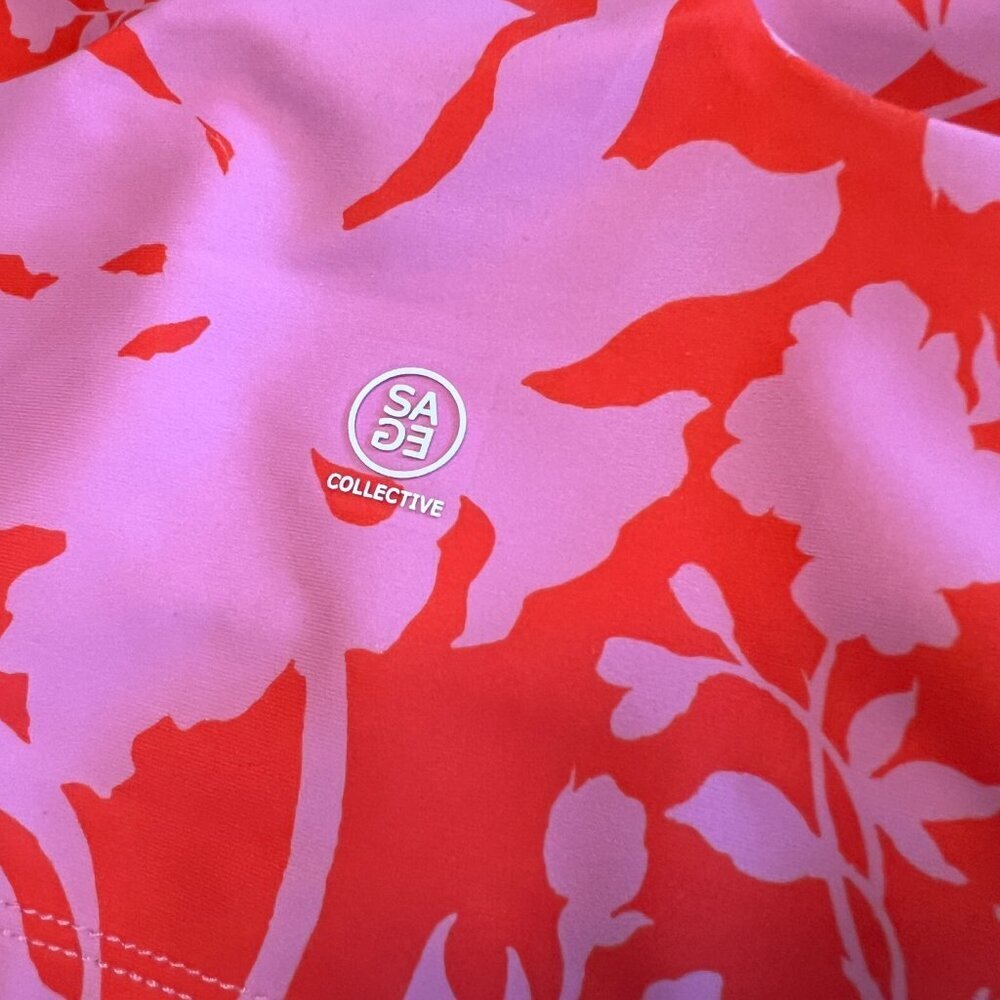 Women’s Pink & Red Floral Bike Shorts Set - Breathable Activewear - Picture 7 of 11